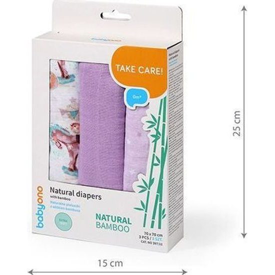 Bambusové plenky 3ks, fialová