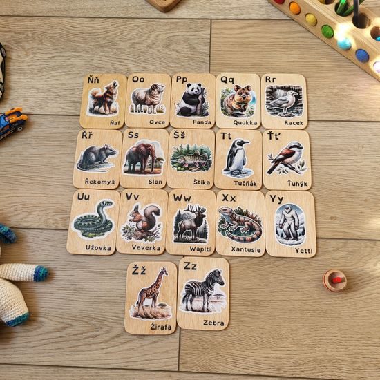 Barevné abecední karty - zvířata