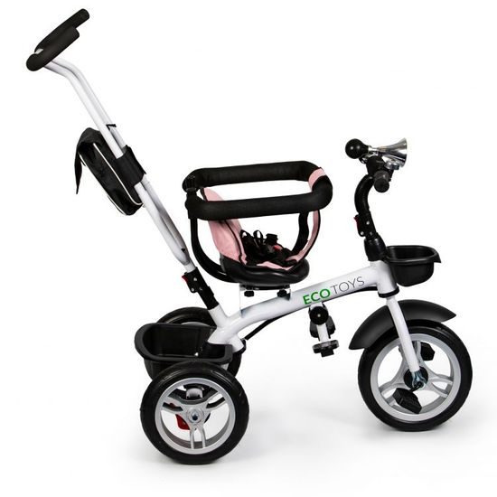 Ecotoys dětská tříkolka s otočným sedadlem 2v1 růžová