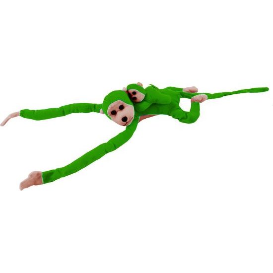 Plyšová opice s miminkem zelená 90 cm