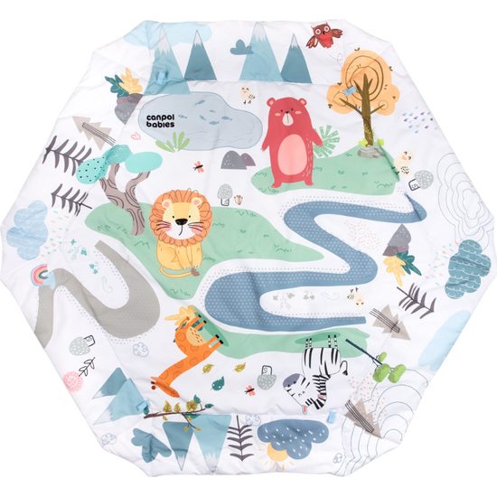 CANPOL babies Edukativní hrací deka s ohrádkou SAFARI 0m+