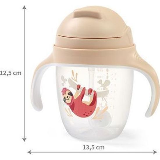 Dětský hrneček se zatíženým brčkem - béžový