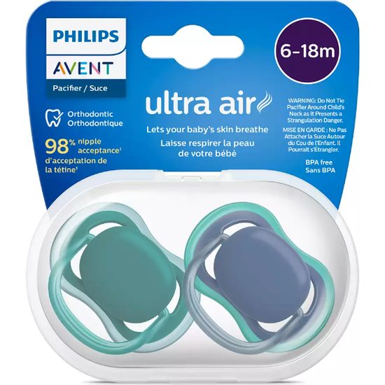 Dětský dudlík air 6-18m Philips Avent Zelená/modrá 2ks
