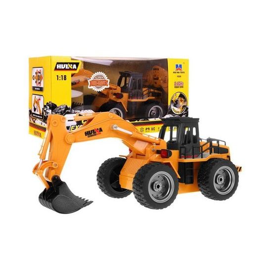 Bagr na dálkové ovládání s kovovou lžící 1:18