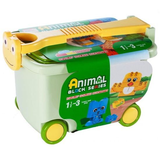 Konstrukční kostky ve vozíčku Animal Blocks 90 kusů