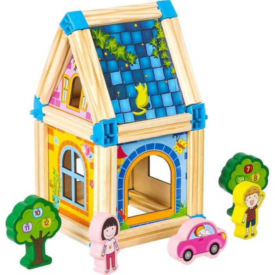 Ecotoys sada dřevěných kostek Domeček 128 ks