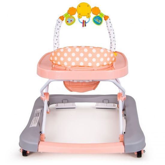 Ecotoys dětské chodítko s hračkami a melodiemi Lvíček šedo-růžové