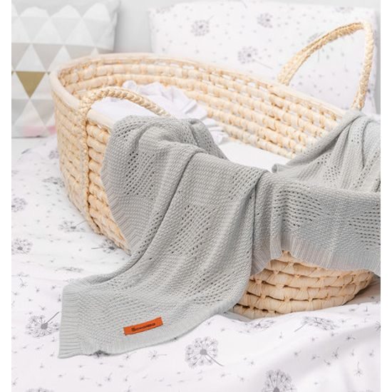 Sensillo Dětská pletená bambusová deka do kočárku 100x80 cm šedá
