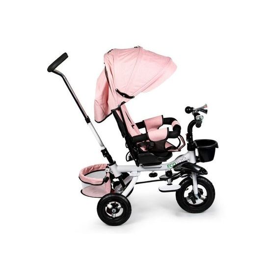Ecotoys dětská tříkolka s otočným sedadlem a nafukovacími koly Rotage světle růžová