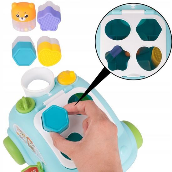 Edukační vkládací kostka - tahací Autíčko modré