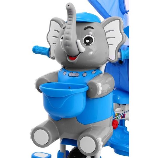 Dětská tříkolka s vodící tyčí Slon modrý