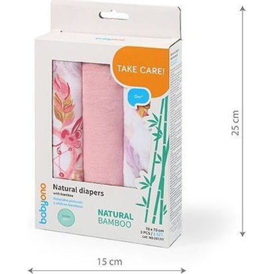 Bambusové plenky 3ks růžová