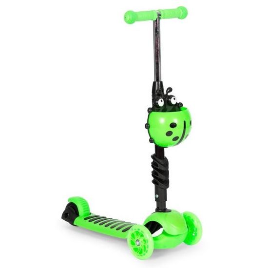Ecotoys dětská koloběžka se svítícími koly Bedrunka zelená 5v1