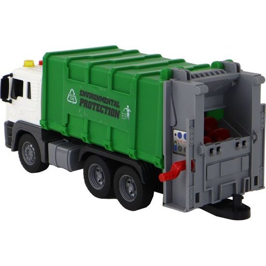 Popelářské auto s přívěsem a doplňky zelené