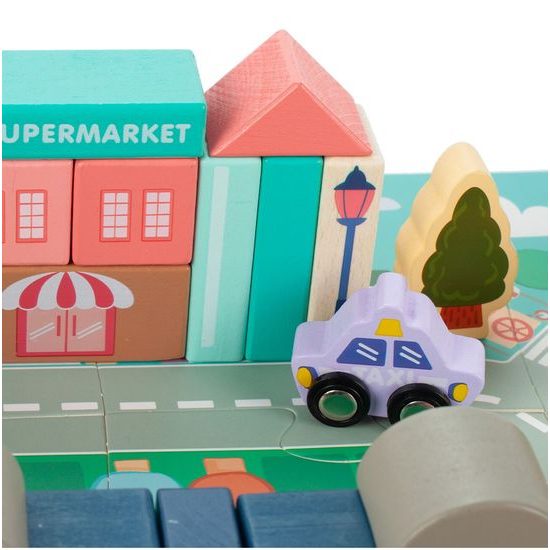 Sada dětských dřevěných kostek 115 ks v Městečko