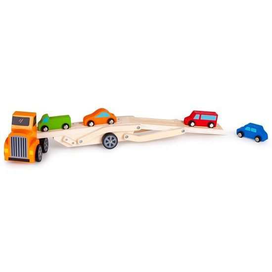 Ecotoys dřevěné autíčko Odtahovka + 4 autíčka