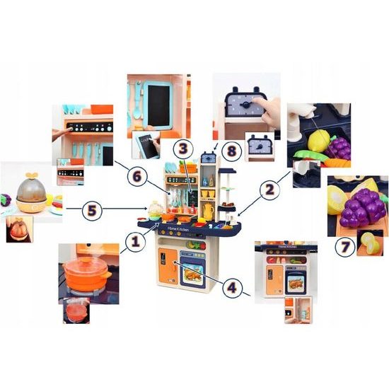 Doris dětská kuchyňka XXL se zvuky a tekoucí vodou-modrá