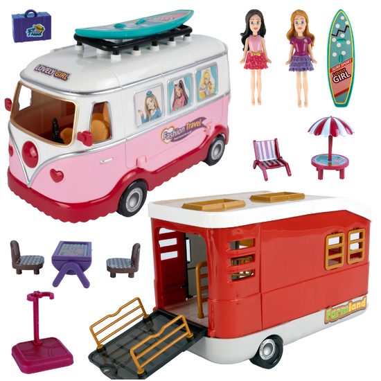 Autobus pro panenky s přívěsem a příslušenstvím Fashion Car