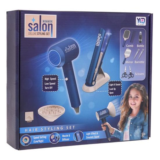 Souprava malé kadeřnice Beauty Salon s příslušenstvím - modrý
