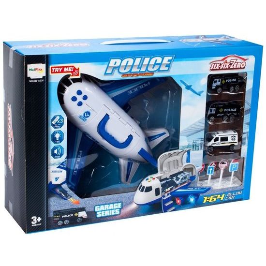 Interaktivní letadlo s autíčky, světly a zvuky Police Airplane