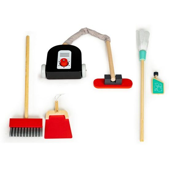 Ecotoys dřevěný úklidový vozík s vysavačem