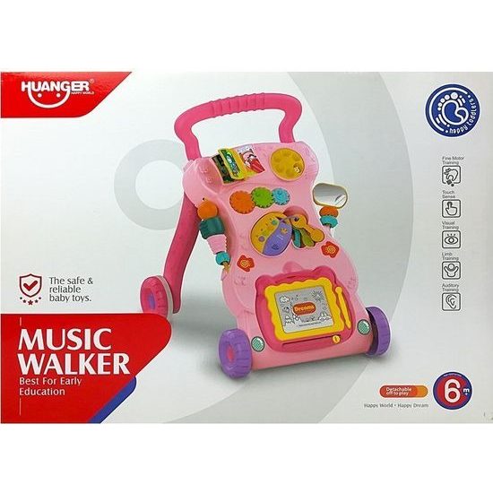 Dětské odrážedlo s interaktivní tabulí - růžové