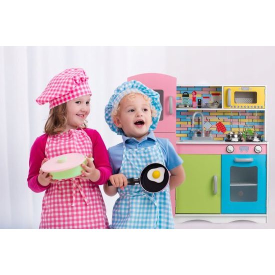 Ecotoys dětská dřevěná kuchyňka Pastelová