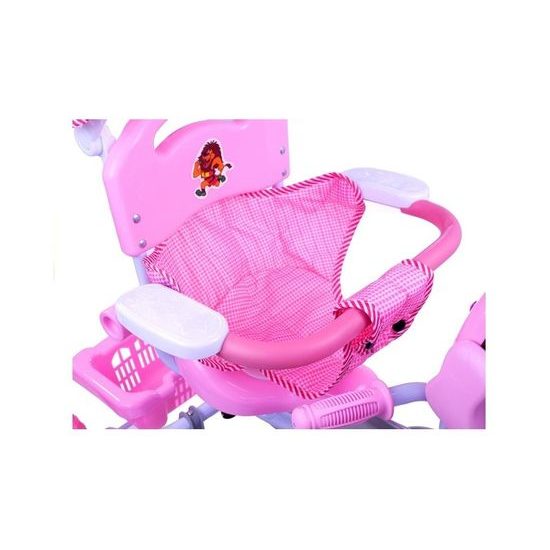 Dětská tříkolka s vodící tyčí Pejsek růžová