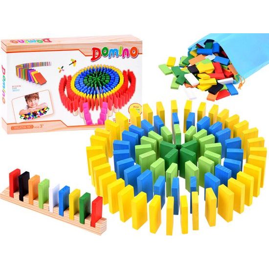 Dřevěné barevné kostky DOMINO 300 dílků