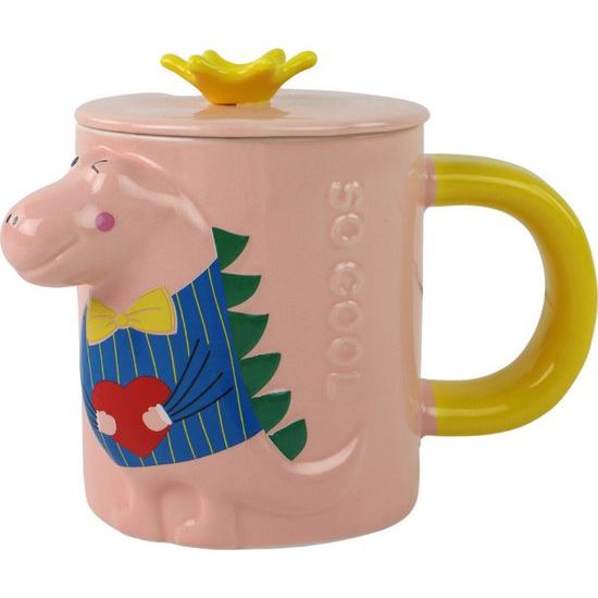 Keramický hrneček - růžový dinosaurus