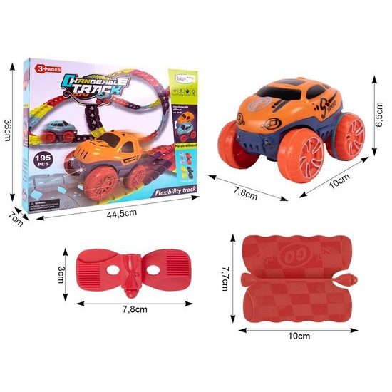 Elastická dráha s autíčkem na baterie 195 dílků Changeable Tracks