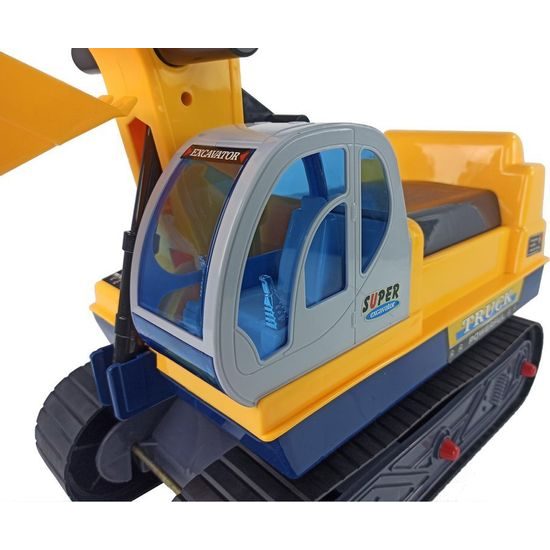 Velký pásový bagr s přilbou