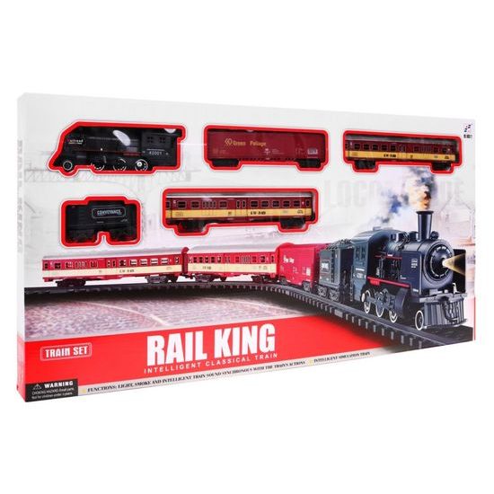 Dětská vláčkodráha na baterie s kouřovými a světelnými efekty Rail King