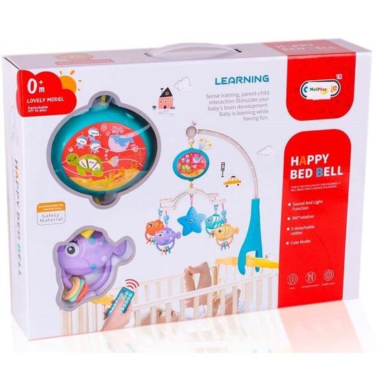 Kolotoč nad postýlku s projektorem a dálkovým ovládáním Vodní Krajina - modrý