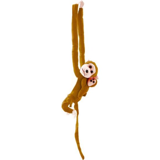 Plyšová opice s baby opičkou, 90 cm, tmavě hnědá