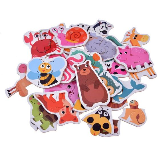 Barevné dvoudílné puzzle 24 zvířat