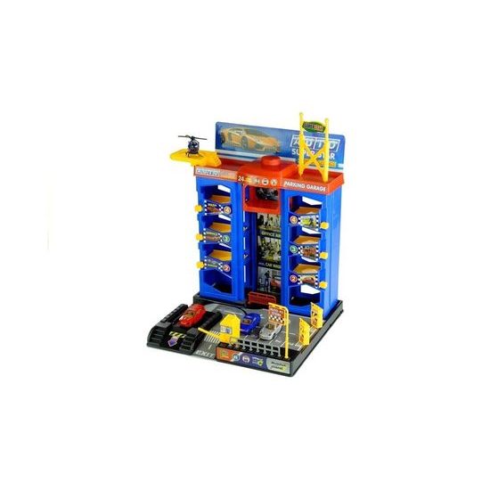 Majlo Toys parkovací garáž s výtahem a helikoptérou + 3 autíčka