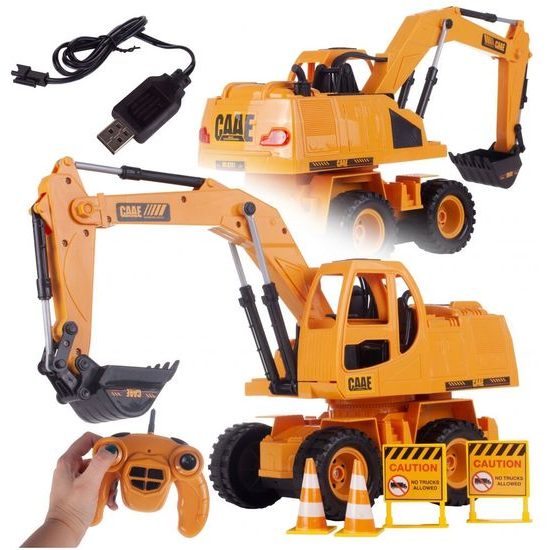 Kolový bagr na dálkové ovládání Cate s pohyblivou lžící 1:24