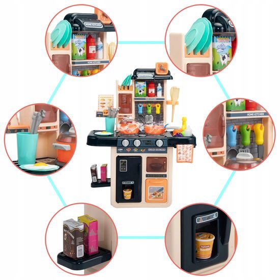 Dětská mini kuchyňka se zvuky a párou Little Chef- modrá