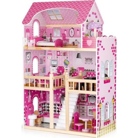 Ecotoys dřevěný domeček pro panenky s LED osvětlením Maryland