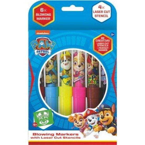 Foukací fixy 6ks Paw Patrol/Tlapková patrola se šablonami