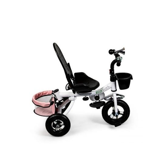 Ecotoys dětská tříkolka s otočným sedadlem a nafukovacími koly Rotage světle růžová