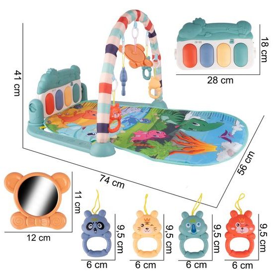 Dětská hrací deka s piankem Pedal Piano - modrá