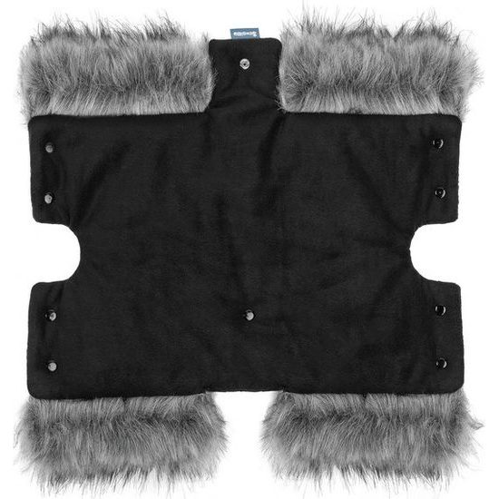 Rukávník na kočárek s kožešinou grafitový