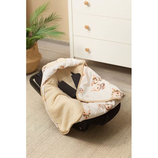 Mušelínová zavinovačka s kapucí do sedačky Králiček, meruňková