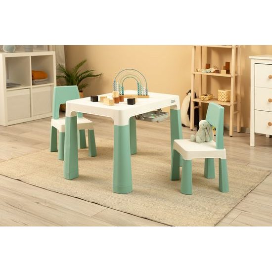 Dětský stůl Monti + 2 židle zelený