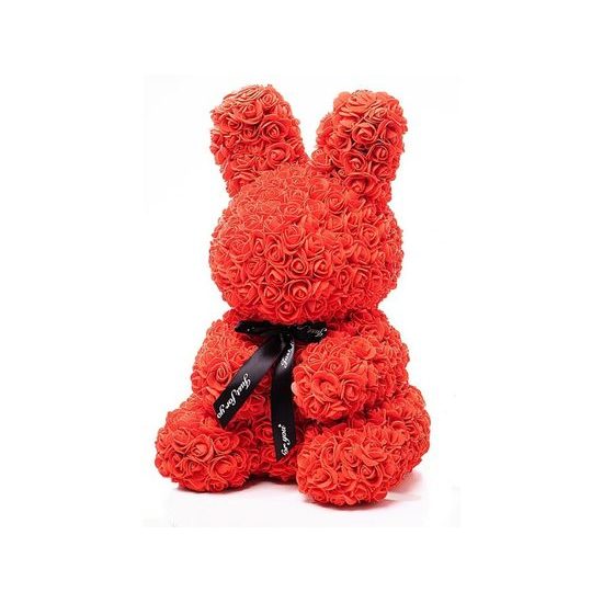 Králíček z růží červený Rose Bunny 50 cm