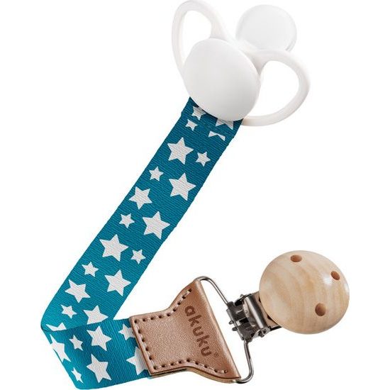 Stuha s klipem na dudlík, stříbrné hvězdy