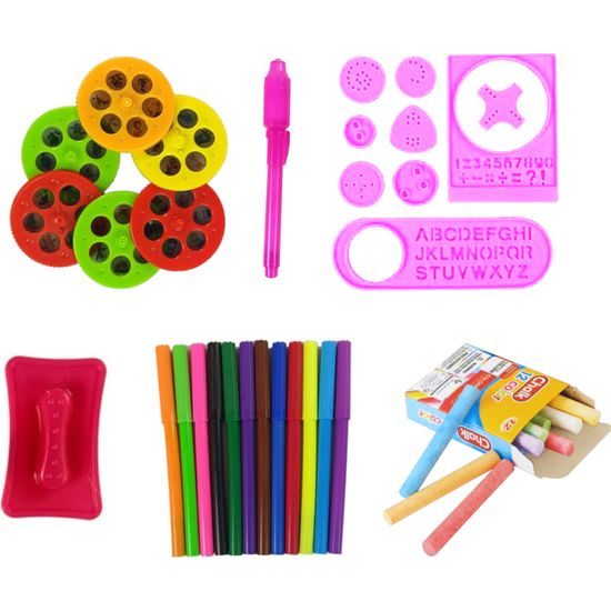 Oboustranná kreslící tabule + fixy, křídy, projektor - růžová