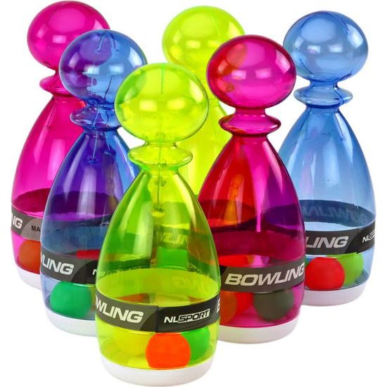 Bowlingová sada 6 průhledných barevných kuželek